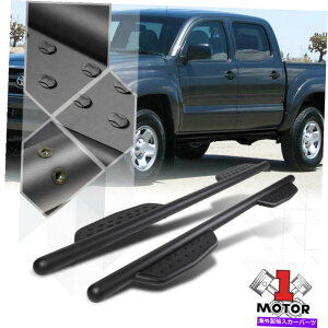 Nerf Bar 05-20タコマクルーキャブ4drのブラックトレッドパッドナーフバーサイドステップランニングボード Black Treads Pad Nerf Bar Side Step Running Board for 05-20 Tacoma Crew Cab 4Dr