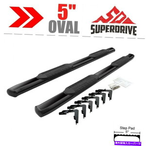 Nerf Bar 2005-2022g^^R}ANZX /GNXefbhLu5 "pȂȉ~`nerfo[ For 2005-2022 Toyota Tacoma Access / Extended Cab 5" Black Curved Oval Nerf Bars