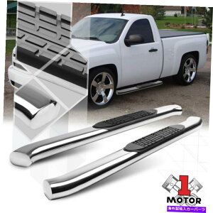 Nerf Bar Chrome 4 "ȉ~`̋ȐTChXebv99-14Voh/VGWLupnerfo[ Chrome 4" Oval Curved Side Step Nerf Bar for 99-14 Silverado/Sierra Standard Cab
