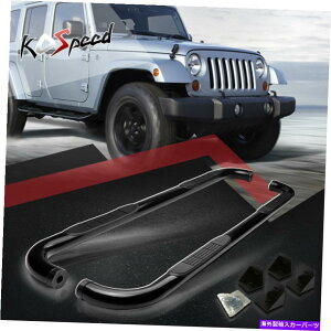 Nerf Bar 3 "ubNjO{[hEhTChXebv07-18pW[vO[JK 4-DR̂߂nerfo[ 3" Black Running Board Round Side Step Nerf Bar for 07-18 Jeep Wrangler JK 4-Dr