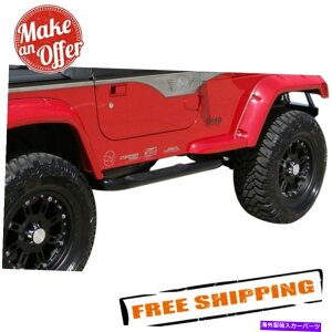 Nerf Bar Rampage 8625 Glossy Black3 "1987N2006NJeep Wrangler TJAYJ̊ۂnerfo[ Rampage 8625 Glossy Black 3" Round Nerf Bars for 1987-2006 Jeep Wrangler TJ, YJ