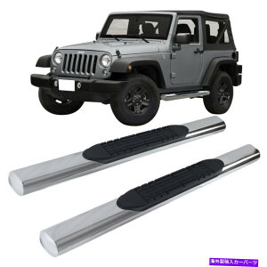 Nerf Bar tBbg07-18W[vO[JK 2DR 4 "Nȉ~`̃TChXebvi[to[jO{[h Fits 07-18 Jeep Wrangler JK 2Dr 4" Chrome Oval Side Step Nerf Bars Running Board