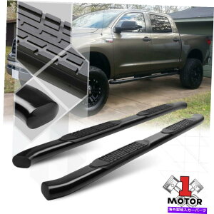 Nerf Bar 07-20chN[}bNX/extN[Lup̃ubN4 "ȉ~`̘pȂTChXebvi[to[ Black 4" Oval Curved Side Step Nerf Bar for 07-20 Tundra CrewMax/Ext Crew Cab