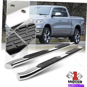 Nerf Bar Chrome 4 "ȉ~`̋Ȑ`[uTChXebv19-20 RAM 1500NAbh/ext Cab̂߂nerf bar Chrome 4" Oval Curved Tube Side Step Nerf Bar for 19-20 Ram 1500 Quad/Ext Cab