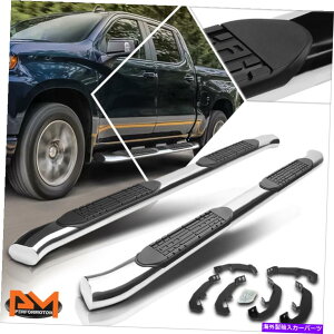 Nerf Bar 19-21Voh/VGN[LuyA4 "Ȃȉ~`̃TChXebvi[to[N For 19-21 Silverado/Sierra Crew Cab Pair 4"Curved Oval Side Step Nerf Bar Chrome