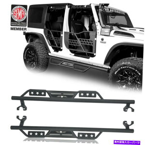 Nerf Bar 2007-2018̃ubNi[tTChXebvo[̊~߃X`[W[vO[JK 4hA Black Nerf Side Step Bars Non-slip Steel For 2007-2018 Jeep Wrangler JK 4-Doors