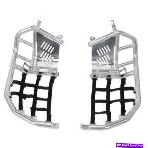 Nerf Bar q[K[ht̉̑̃yOnerfo[́Az_̂߂̍EFrOtVo[ Tusk Foot Peg Nerf Bars With Heel Guards Silver With Black Webbing For HONDA
