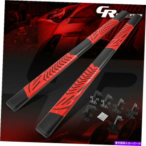 Nerf Bar �y�A5 2019-2022 RAM 1500�N���[�L���u�p�̍�/�Ԃ��X�e�����X�t���b�g�T�C�h�X�e�b�v�o�[ PAIR 5 BLACK/RED STAINLESS FLAT SIDE STEP BAR FOR 2019-2022 RAM 1500 CREW CAB�y���s�A���i�z