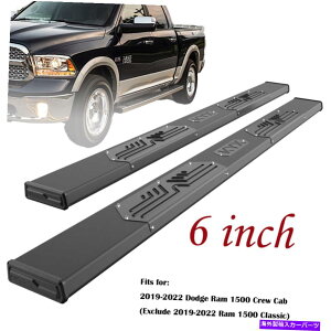 Nerf Bar 2019-2022 Dodge Ram 1500�N���[�L���u�����j���O�{�[�hNERF�o�[�T�C�h�X�e�b�v6 BLK For 2019-2022 Dodge Ram 1500 Crew Cab Running Boards Nerf Bars Side Steps 6 BLK