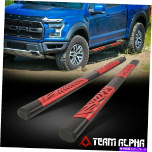 Nerf Bar 2015-2022 F150/F250 [X[p[N[Lu]ȉ~`̍/5.5 "i[to[TChXebv Fits 2015-2022 F150/F250 [SUPERCREW CAB] Oval Black/Red 5.5" Nerf Bar Side Step
