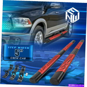Nerf Bar 09-22�_�b�W�����N���[�L���u5 �J�b�g�A�E�g�X�e�b�v�i�[�t�o�[�����j���O�{�[�h�u���b�N/���b�h For 09-22 Dodge Ram Crew Cab 5 Cutout Step Nerf Bar Running Boards Black/Red�y���s�A���i�z