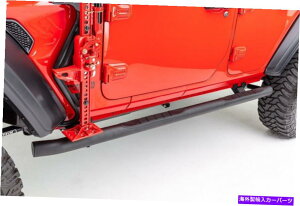 Nerf Bar W[vO[JLU 4000V[YTChXebv - ^NV[̒ - ubN̂߂Rhino 18-20ɍs Go Rhino 18-20 for Jeep Wrangler JLU 4000 Series SideSteps - Cab Length - Black