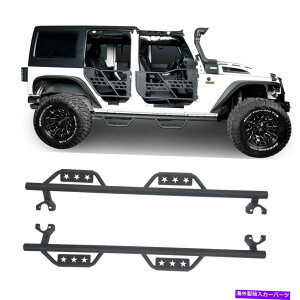 Nerf Bar W[vO[JK 2007-2018 4hAp̃ubNChhbvTChXebvi[to[pbhpbh Black Wide Drop Side Step Nerf Bars Pads for Jeep Wrangler JK 2007-2018 4 Door
