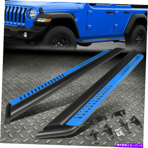 Nerf Bar 18-22�̃W�[�v�����O���[JL�T�C�h�i�[�t�o�[�����j���O�{�[�h�t�����h���b�v�X�e�b�v�v���[�g FOR 18-22 JEEP WRANGLER JL SIDE NERF BAR RUNNING BOARD W/BLUE DROPPED STEP PLATE�y���s�A���i�z