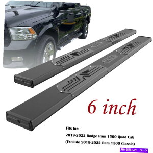 Nerf Bar 2019-2022 Dodge Ram 1500�N�A�b�h�L���u�����j���O�{�[�hNERF�o�[�T�C�h�X�e�b�v6 BLK For 2019-2022 Dodge Ram 1500 Quad Cab Running Boards Nerf Bars Side Steps 6 BLK