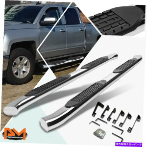 Nerf Bar 99-14Vo[h/VGN[LuJ[uh4 "Xebvi[to[jO{[hN[ For 99-14 Silverado/Sierra Crew Cab Curved 4" Step Nerf Bar Running Board Chrome