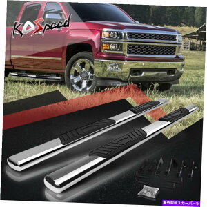 Nerf Bar 5 "99-14Vo[h/VGN[Lup̃NjO{[hȉ~`̃TChXebvo[ 5" Chrome Running Board OVAL Side Step Bar for 99-14 Silverado/Sierra Crew Cab