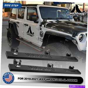 Nerf Bar 18-21W[vO[JL 4hApE_[R[eBOX`[̃jO{[hsTChXebv Side Steps Running Board For 18-21 Jeep Wrangler JL 4 Door Powder Coated Steel