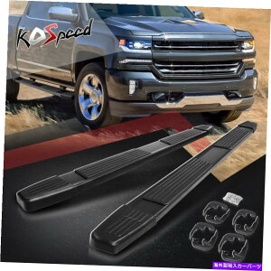 Nerf Bar 6 17-19�V���o���[�h�V�G���N���[�L���u�p�̃u���b�N�A���~�j�E�������j���O�{�[�h�X�e�b�v�o�[ 6 Black Aluminum Running Board Step Bar for 17-19 Silverado Sierra Crew Cab�y���s�A���i�z