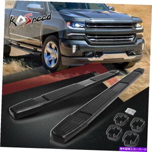 Nerf Bar 6 17-19�V���o���[�h�V�G���N���[�L���u�p�̃u���b�N�A���~�j�E�������j���O�{�[�h�X�e�b�v�o�[ 6 Black Aluminum Running Board Step Bar for 17-19 Silverado Sierra Crew Cab�y���s�A���i�z