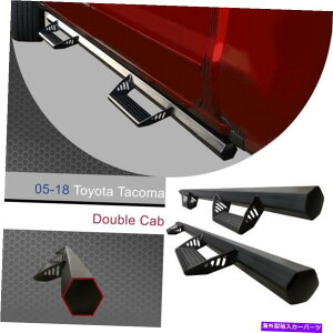 Nerf Bar 05-19̃wLTS`[ut̍|jO{[hRLVL܂g^^R}_uC CONEXT Black Steel Running Board W/Hexagon Tube for 05-19 Toyota Tacoma Double C