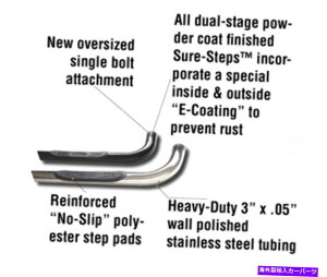 Nerf Bar mȃXebv3 "g^^R}̃TCho[02-04_uLuubNX~beBrg Sure Step 3" Side Bars for Toyota Tacoma 02-04 Double Cab Black Smittybilt