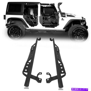 Nerf Bar X`[TChXebvjO{[hNERFo[t07-18W[vO[JK 4D̐S Steel Side Step Running Board Nerf Bar w/Star Logo for 07-18 Jeep Wrangler JK 4D