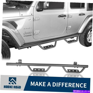 Nerf Bar �t�b�N���[�h�e�N�X�`���u���b�N�T�C�h�X�e�b�v2018-2022�̃��C�h�h���b�v�W�[�v�����O���[JL 4dr Hooke Road Textured Black Side Step Wide Drop for 2018-2022 Jeep Wrangler JL 4DR