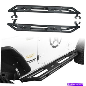 Nerf Bar Ȋ~߂̔A׊ǃTChXebvX`[tBbgW[vO[JK 2007-2018 4hA Rugged Non-Slip Tubular Side Steps Steel Fits Jeep Wrangler JK 2007-2018 4-Doors
