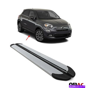 Nerf Bar Fiat 500X 2016-2022サイドステップALU用のランニングボードNERFバー。シルバー2 PC Running Boards Nerf Bars For Fiat 500X 2016-2022 Side Steps Alu. Silver 2 Pcs
