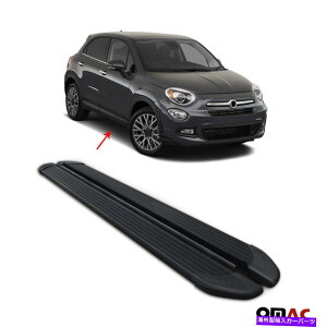 Nerf Bar Fiat 500X 2016-2022サイドステップALU用のランニングボードNERFバー。ブラック2 PC Running Boards Nerf Bars For Fiat 500X 2016-2022 Side Steps Alu. Black 2 Pcs