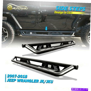 Nerf Bar 2007-2018̃W[vO[JKTChXebvi[to[jO{[hX`[o[ For 2007-2018 Jeep Wrangler JK Side Step Nerf Bar Running Board Steel Bars