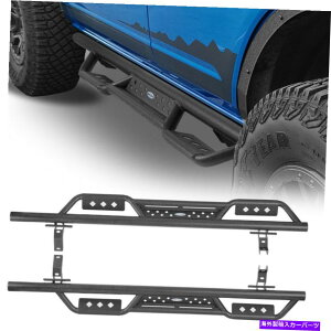 Nerf Bar 2PCS�u���b�N�X�`�[���T�C�h�X�e�b�v�t�H�[�h�u�����R2021-2022�̃����j���O�{�[�h4-DR 2pcs Black Steel Side Step Nerf Bar Running Board for Ford Bronco 2021-2022 4-Dr�y���s�A���i�z