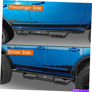 Nerf Bar �t�H�[�h�u�����R2021-2023 4DR�����j���O�{�[�h�T�C�h�X�e�b�v�i�[�t�o�[�e�N�X�`���X�`�[�� For Ford Bronco 2021-2023 4Dr Running Boards Side Step Nerf Bars Textured Steel�y���s�A���i�z