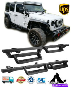 Nerf Bar 2018-2022 Jeep Wrangler JL 4DR�T�C�h�X�e�b�v�u���b�N�����j���O�{�[�hNERF�o�[�X�`�[�� For 2018-2022 Jeep Wrangler JL 4DR Side Steps Black Running Board Nerf Bar Steel�y���s�A���i�z