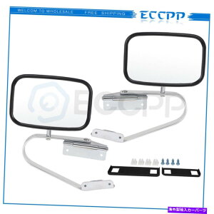 US~[ 1980-96tH[huRsbNAbvgbNyAr[}jA~[̃NX`[ Chrome Steel For 1980-96 Ford Bronco Pickup Truck Pair View Manual Mirrors