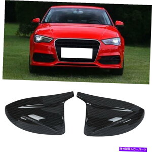 US~[ AEfBA3/S3/RS3f2014-2020̃J[{t@Co[TCh~[Jo[̌Lbv Carbon Fiber Side Mirror Cover Replace Caps For Audi A3/S3/RS3 Models 2014-2020