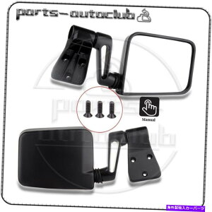 US~[ 1987N2002ÑW[vO[ubN}jAq+hCo[TChr[hA~[ For 1987-2002 Jeep Wrangler Black Manual Passenger+Driver Side View Door Mirrors