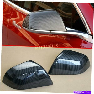 US~[ eXf3 2018-2021̃J[{t@Co[J[TChobN~[Jo[Lbvg Carbon Fiber Car Side Rearview Mirror Cover Cap Trim For Tesla Model 3 2018-2021