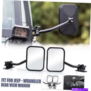 US~[ W[vO[TJ JK JLTCh~[XNGAhAXAr[~[ubN For Jeep Wrangler TJ JK JL Side Mirrors Square Doorless Rear View Mirrors Black