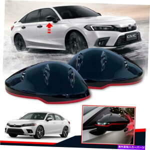 US~[ TCh~[LbvJo[gubN +bhz_VrbN2022 fr flE Side Mirror Cap Cover Trim Black + Red For Honda Civic 2022 FR FL Left Right