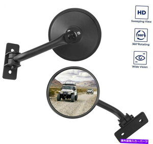US~[ NCbN[XTCh~[ubNEhϋvW[vO[TJ JK 07-18 Quick Release Side Mirror Black Round Durable Fits For Jeep Wrangler TJ JK 07-18