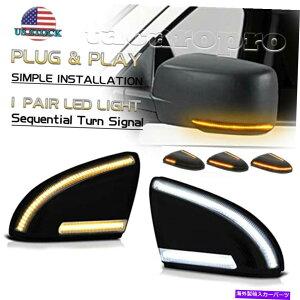 US~[ 2010-18 Dodge Ram 1500-3500̃X[NLEDTCh~[^[VOi܂胉Cg Smoked LED Side Mirror Turn Signal Puddle Light For 2010-18 Dodge RAM 1500-3500
