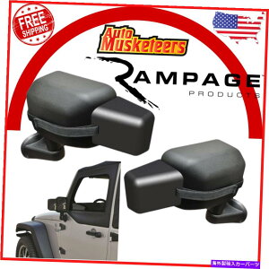 US~[ p[W8605 2007-2018O[JKɐݒ肳ꂽubN}jA~[g@\ Rampage 8605 Black Manual Towing Mirror Extensions Set For 2007-2018 Wrangler JK