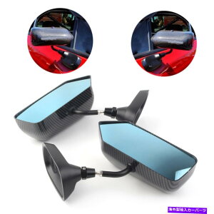 US�~���[ 2PCS F1�X�^�C���J�[�{���t�@�C�o�[���j�o�[�T���J�[�T�C�h�u���[�o�b�N�~���[���^���u���P�b�g 2PCS F1 Style Carbon Fiber Universal Car Side Blue Rearview Mirror Metal Bracket�y���s�A���i�z