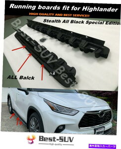 Nerf Bar I[ubNTChXebvi[to[jO{[h̓g^nC_[2020 2021ɓK܂ ALL Black Side Step Nerf Bar Running Board Fits for Toyota Highlander 2020 2021