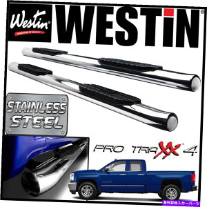 Nerf Bar Westin Pro Traxx 4�X�e�����X�I�[�o���i�[�t�X�e�b�v�o�[2014-2018�V���o���[�h�_�u���L���u Westin Pro Traxx 4 STAINLESS Oval Nerf Step Bars 2014-2018 Silverado Double Cab�y���s�A���i�z