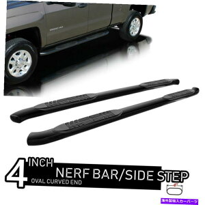 Nerf Bar �t�B�b�g99-18 GMC�V�G��1500�N���[�L���u4 �ȉ~�`�̍����p�Ȃ����G���h�i�[�t�o�[�T�C�h�X�e�b�v Fit 99-18 GMC Sierra 1500 Crew Cab 4 Oval Black Curved End Nerf Bar Side Step�y���s�A���i�z