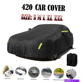 カーカバー ユニバーサルフルカーカバーセダン防水屋外ダストスノーサンプロテクターブラック Universal Full Car Cover Sedan Waterproof Outdoor Dust Snow Sun Protector Black