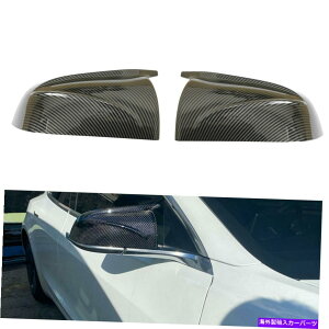 US~[ 2017-2021̃eXf3J[{t@Co[TChr[~[Jo[Lbv̌ For 2017-2021 TESLA MODEL 3 Carbon Fiber Side View Mirror Cover Caps Replacement